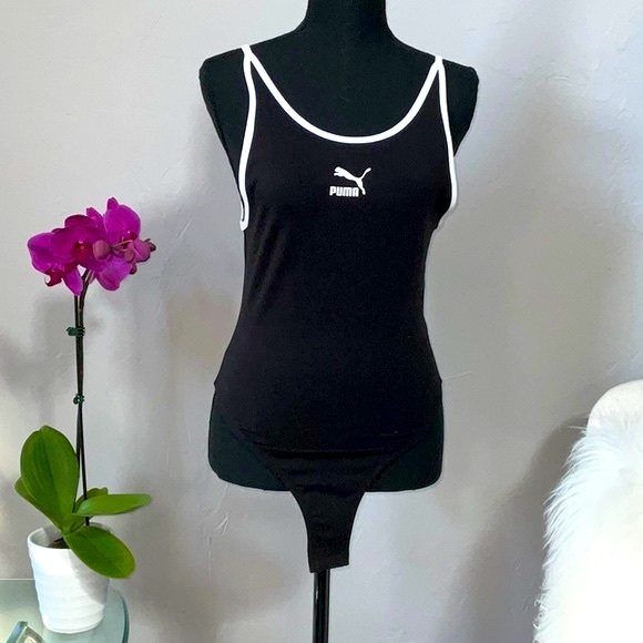 Puma Classics Black and White Bodysuit Tank Top - Picture 2 of 10